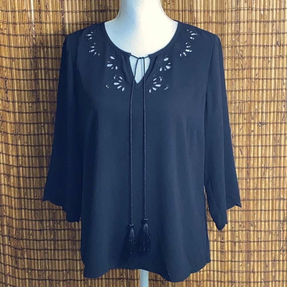 NWOT Investments Petites Blouse Medium Black